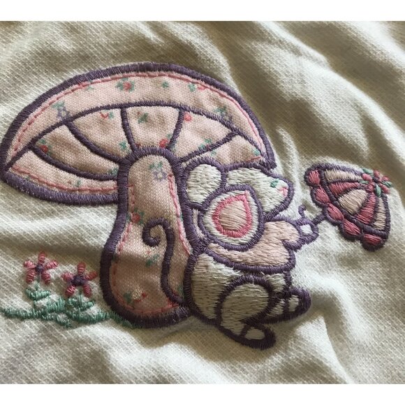 Vintage Carter's Baby Sweater Adorable Mouse & Mushroom Embroidered Design 12 Mt - Picture 3 of 6